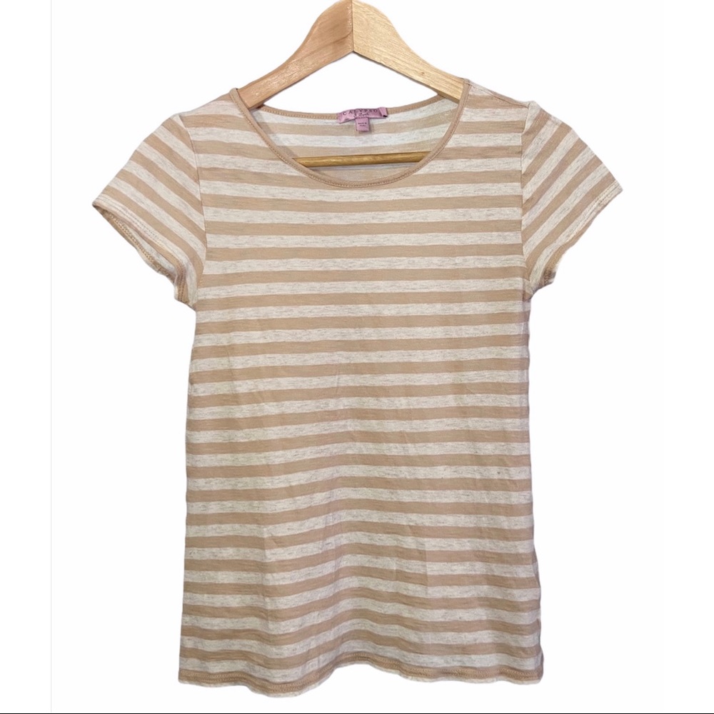 🐚Tan & White Striped Calypso St. Barth Tee🐚